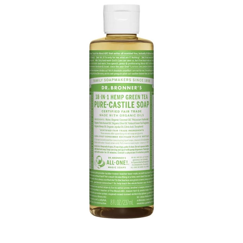 Dr. Bronner's 18-in-1 Hemp Pure-Castile Soap Liquid - Green Tea 237ml 1 Dr. Bronner's 18-in-1 Hemp Pure-Castile Soap Liquid - Green Tea 237ml